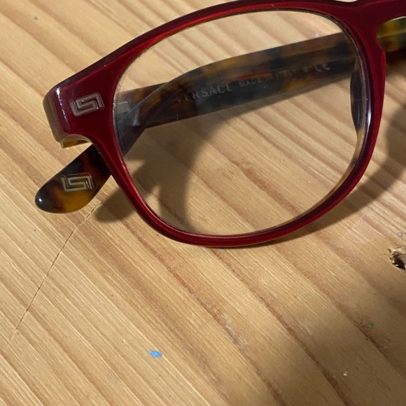 VERSACE - red and tortoise shell eyeglasses - Picture 6 of 7